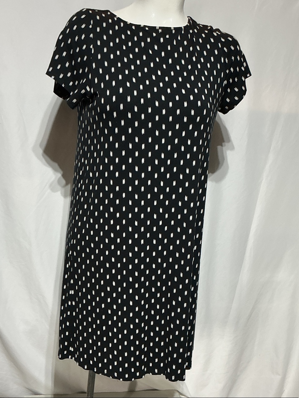 J. Jill Wearever Collection Black Jersey Knit Short Sleeve Shift Dress Sz L